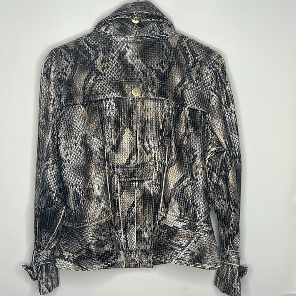 BIANCA NYGARD Faux Snakeskin Ruffled Moto Jacket - Picture 12 of 16